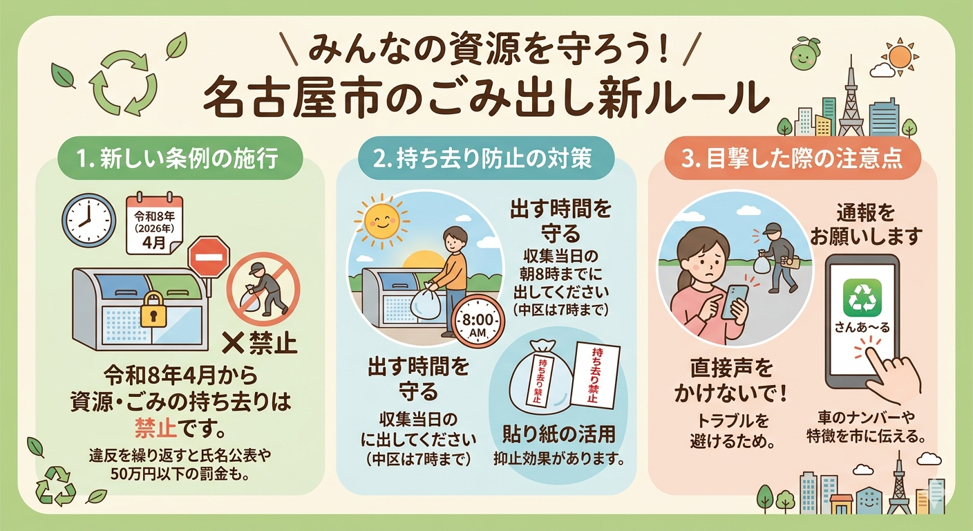 資源回収の空き缶を持ち去るのは条例違反に！